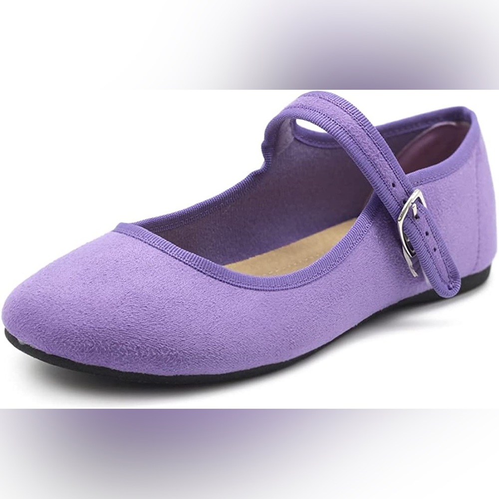 Ollio Women's Shoes Faux Suede Casual Mary Jane Light Ballet Flats